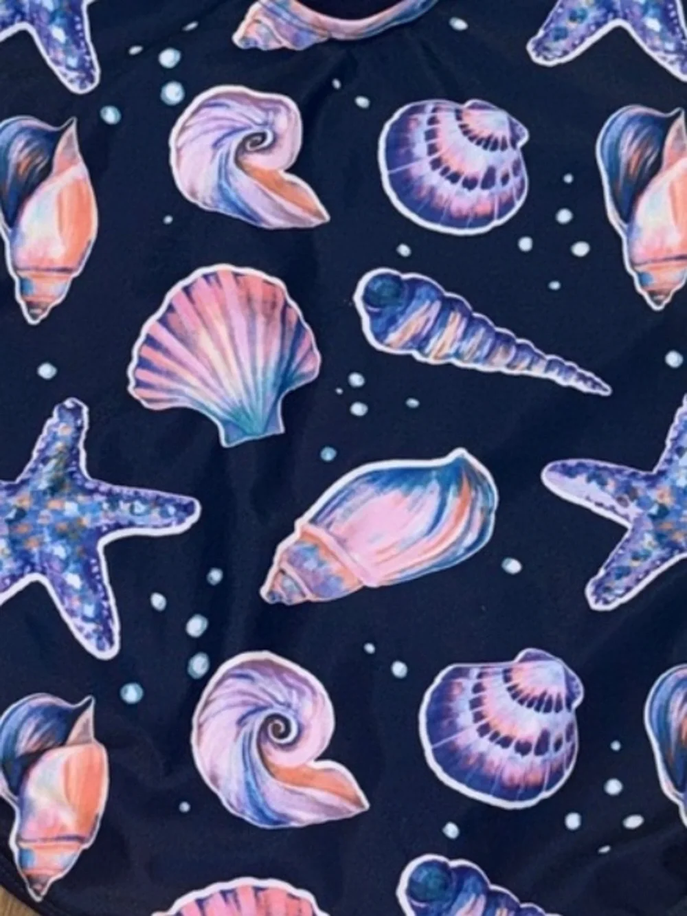 NWOT Lands' End Galaxy Shell One-Piece Swimsuit Seashells Front Twist Navy